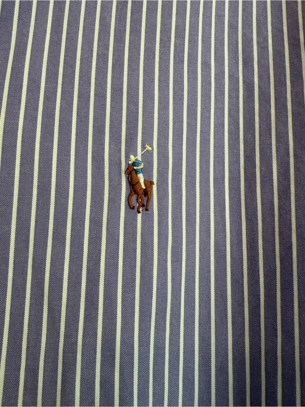 Ralph Lauren Cotton Classic Striped Button-Down Shirt - Purple/White Sz 17 1/2 - Picture 2 of 7